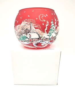 Preview: Windlicht Winterlandschaft, rot - UKR